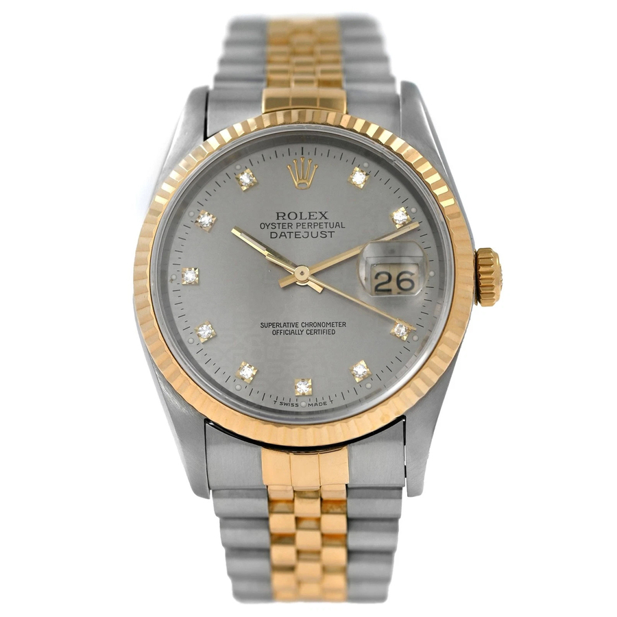 Preowned Rolex Datejust Automatic Diamond Grey Dial Unisex Watch 16233 GYDJ