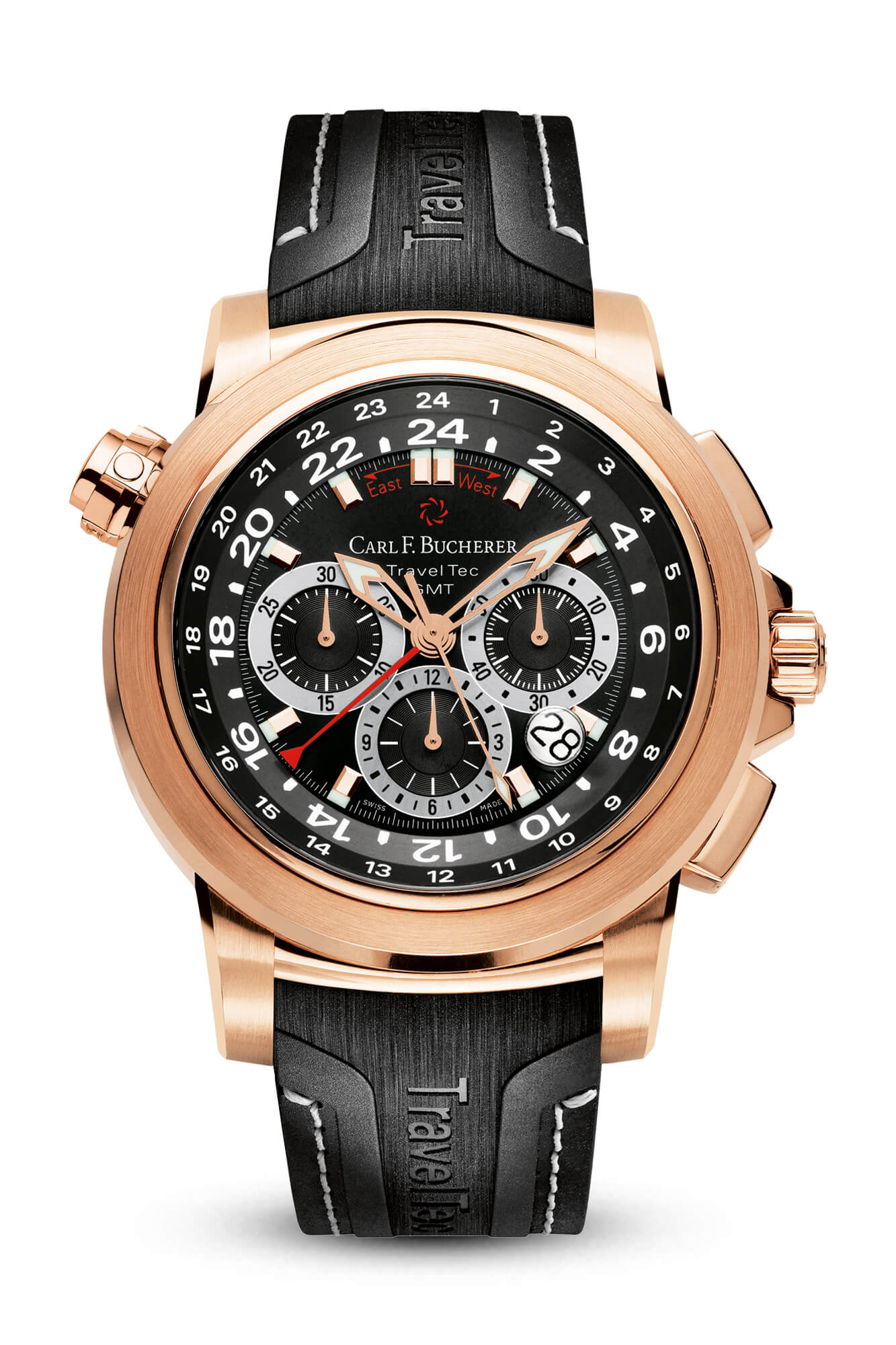 Carl F. Bucherer Patravi TravelTec Chronograph Automatic Black Dial Mens Watch 00.10620.03.33.02
