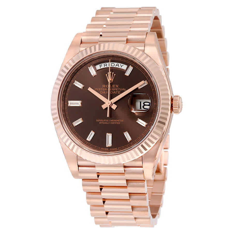 Rolex DayDate 40 Chocolate Dial 18K Everose Gold President Automatic Mens Watch 228235CHDP