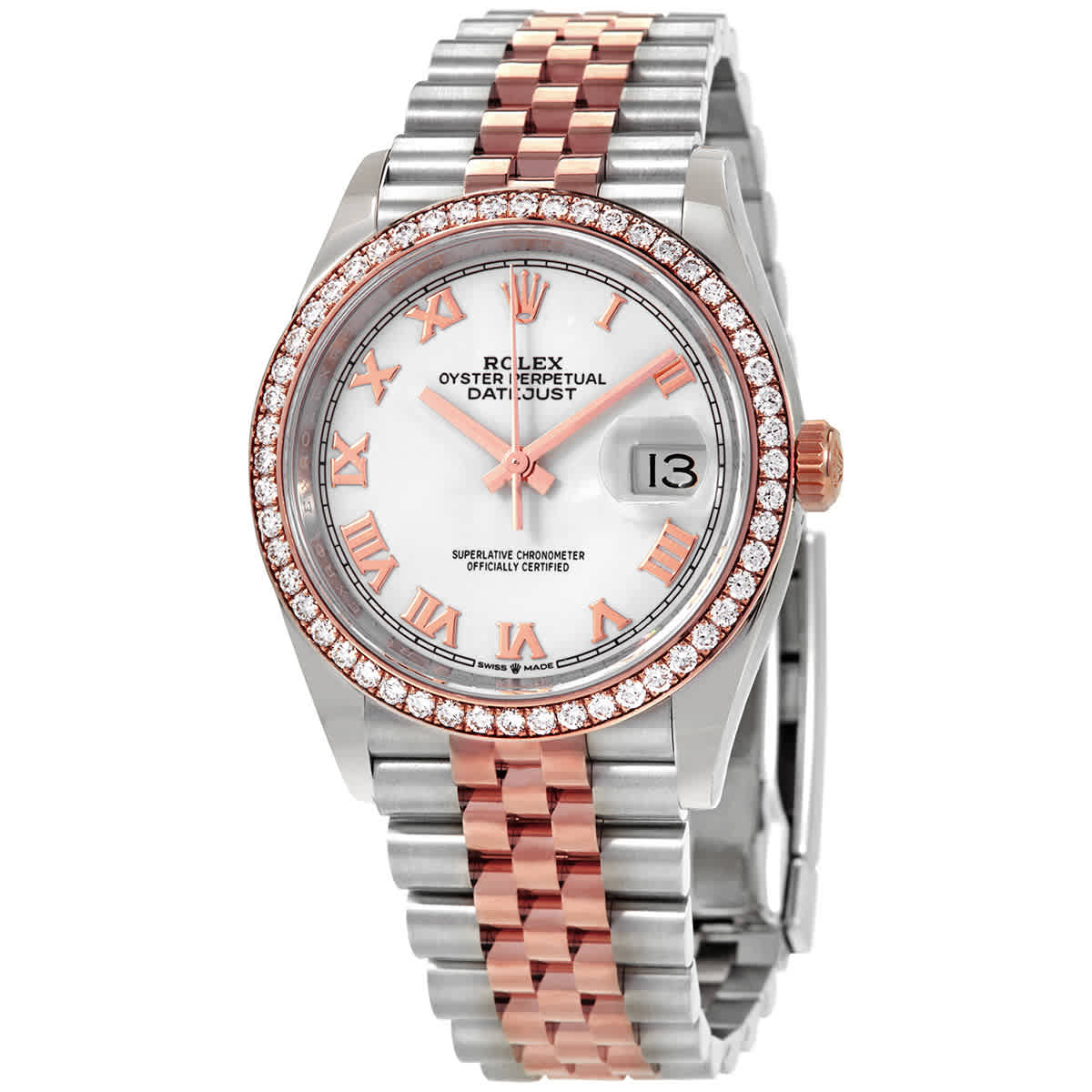 Rolex Datejust 36 White Dial Automatic Ladies Steel and 18k Everose Gold Jubilee Watch 126281WRJ