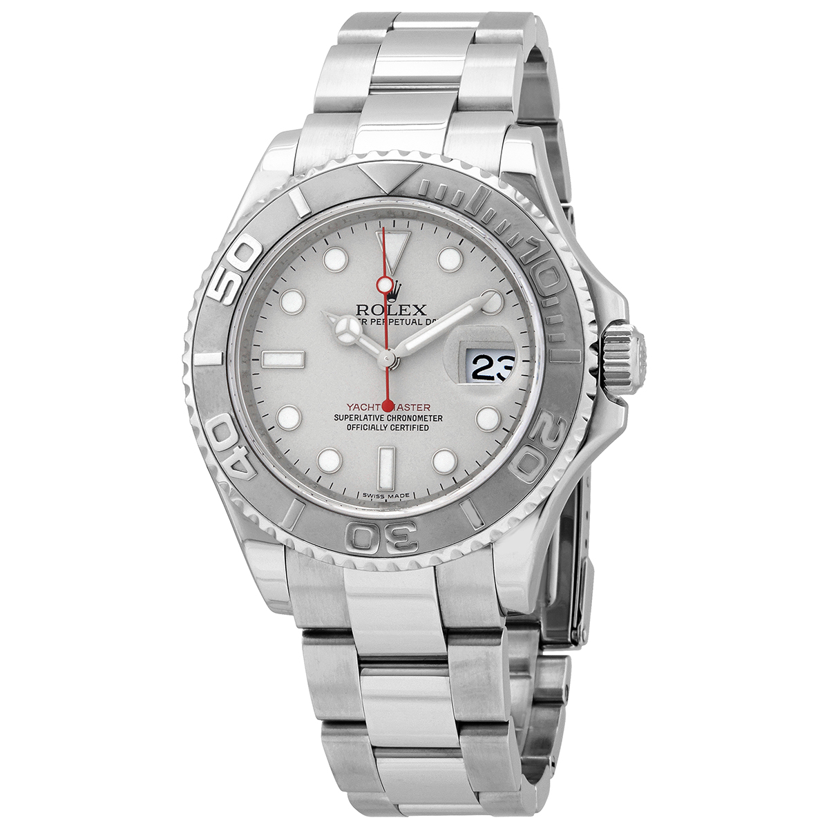 Preowned Rolex Oyster Perpetual YachtMaster Steel with Platinum Mens Watch 16622