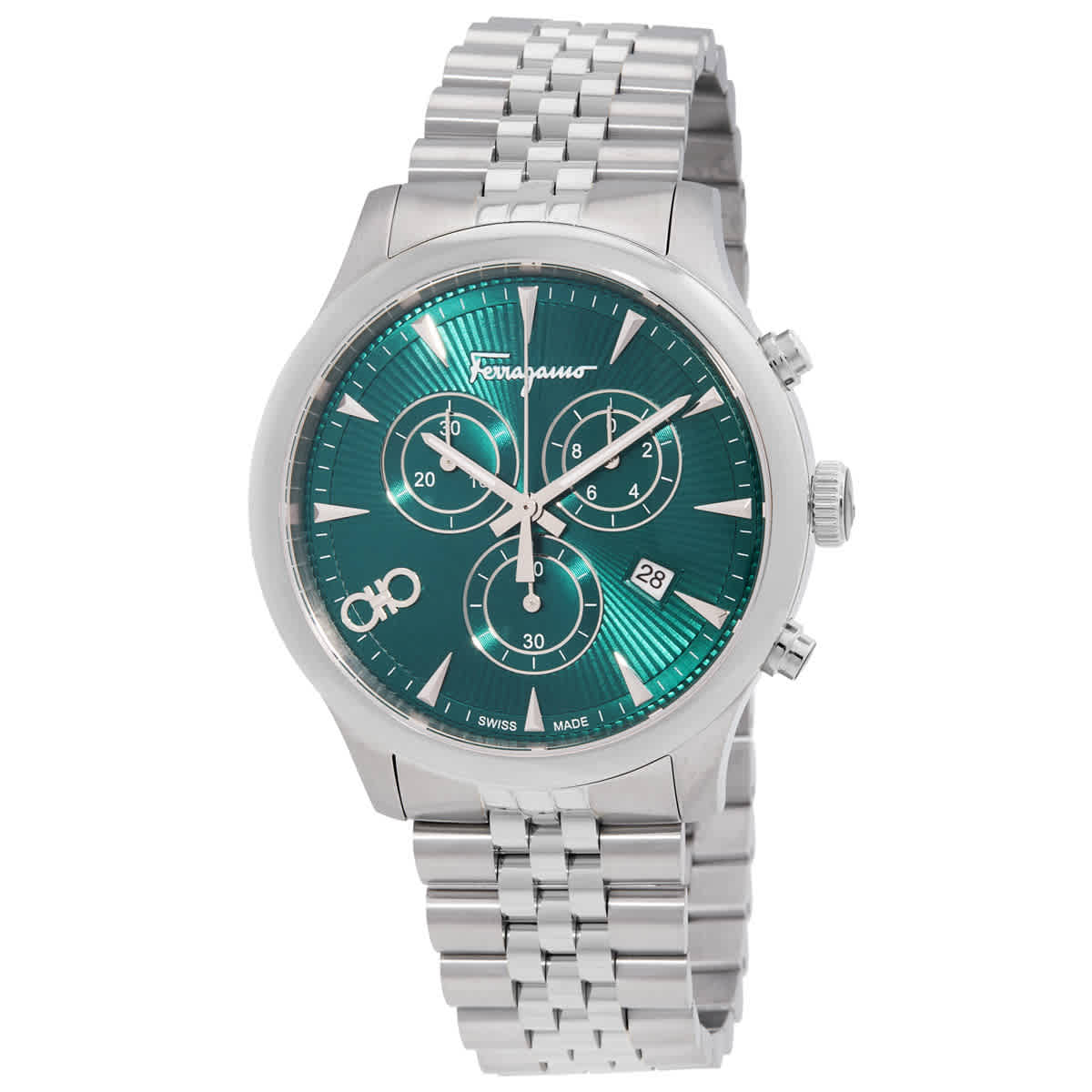 Ferragamo Duo Chronograph Quartz Green Dial Mens Watch SFEZ01124 379$