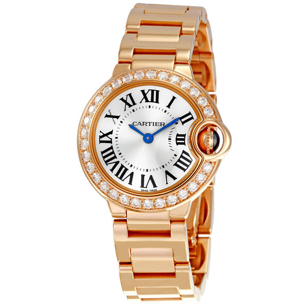 Preowned Cartier Ballon Bleu De Cartier Diamond Silver Opaline Dial Ladies Watch WE9002Z3