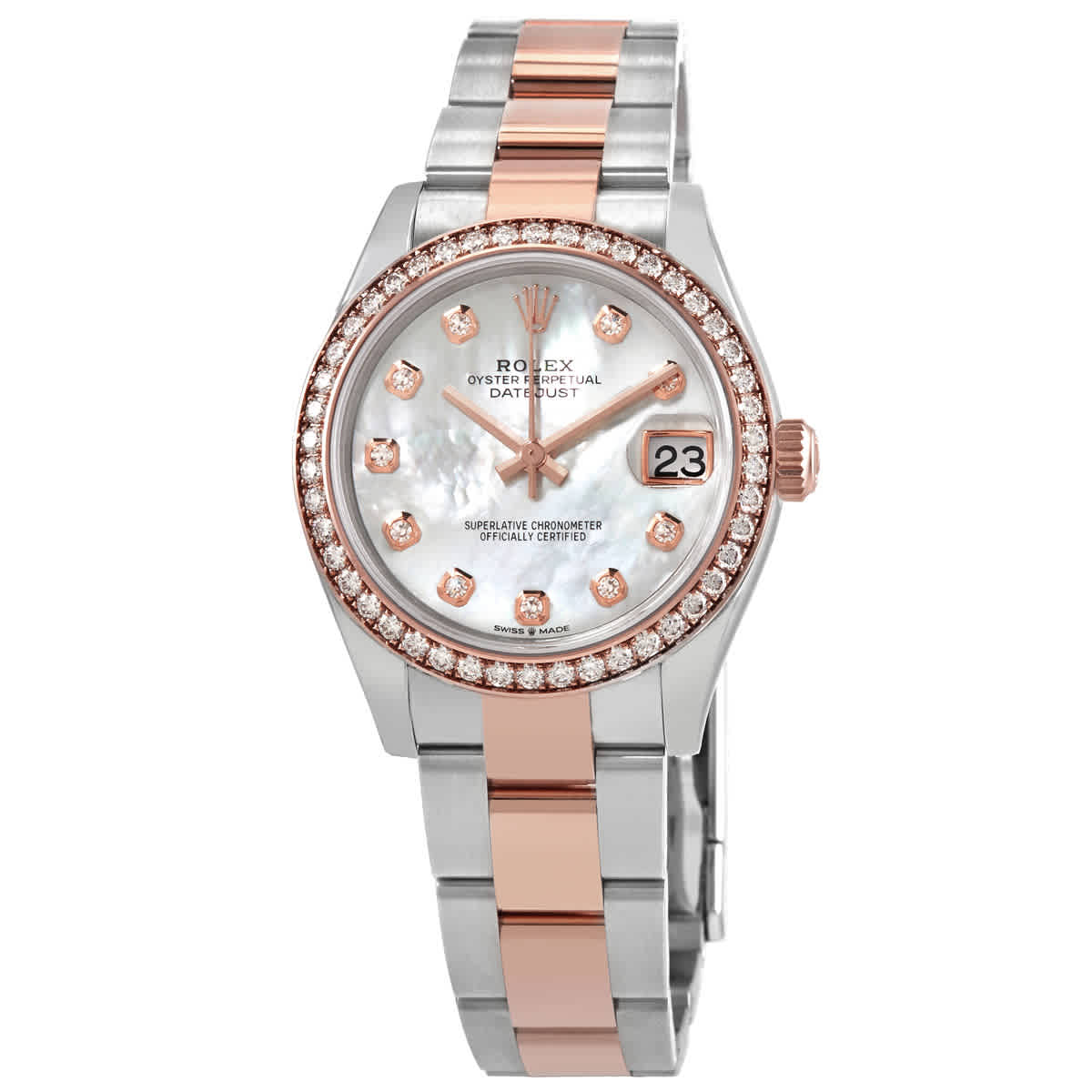 Rolex Datejust Mother of Pearl Diamond Dial Automatic Ladies Steel and Everose Gold Oyster Watch 278381MDO