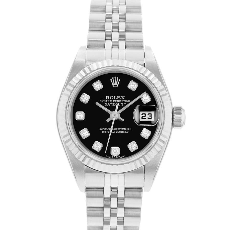 Preowned Rolex Datejust 26 Automatic Chronometer Diamond Black Dial Ladies Watch 79174 BKDJ