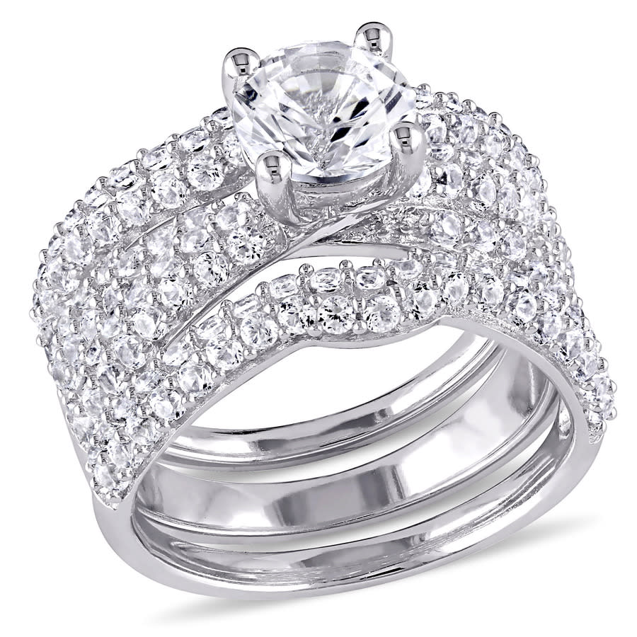 AMOUR 4 15 CT TGW Created White Sapphire Bridal Set In Sterling Silver 105$