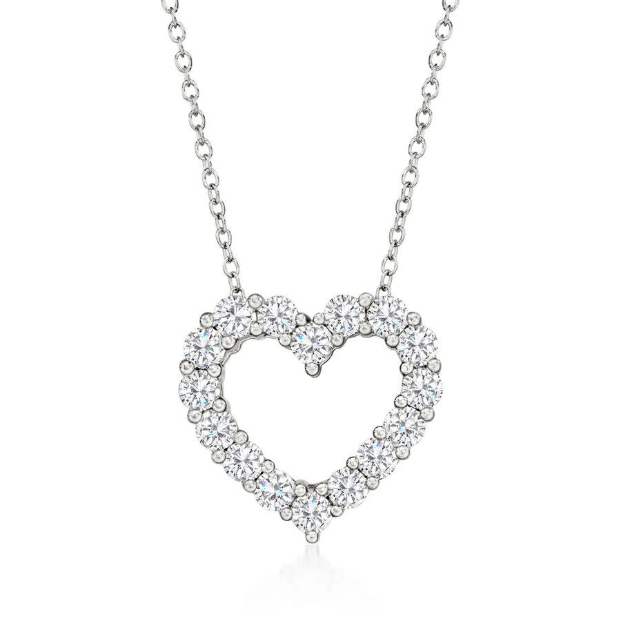 Brilliant Diamond 1 Carat Lab Grown Heart Pendant Necklace in Sterling Silver, 16'' + 2'' Extender, Gift Box Included