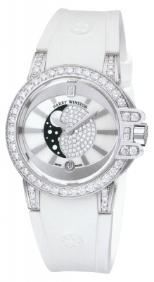 Harry Winston Ocean Moon Phase Mother of Pearl Dial 18kt White Gold Diamond Ladies Watch OCEQMP36WW003 36755$