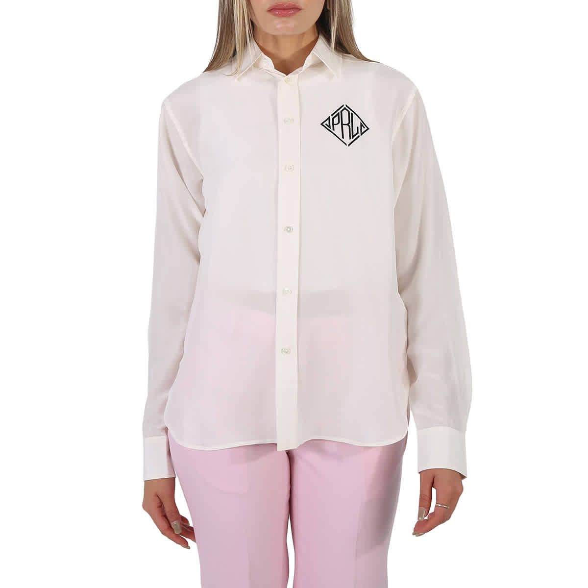 Polo femme Ralph Lauren soie blanche chemise en tissu large