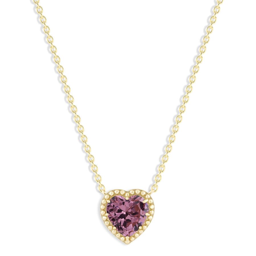 DiamondMuse Belacqua Tourmaline October Birthstone Heart Pendant Necklace in 14K Gold Plated Sterling Silver 60$