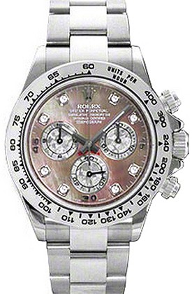 Preowned Rolex Cosmograph Daytona Chronograph Diamond Black Mother of Pearl Dial Mens Watch 116509BKMDO