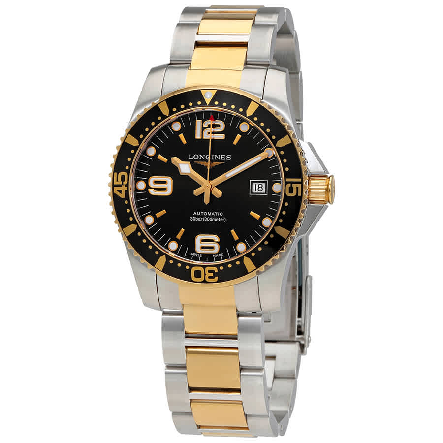 longines hydroconquest black dial men's watch