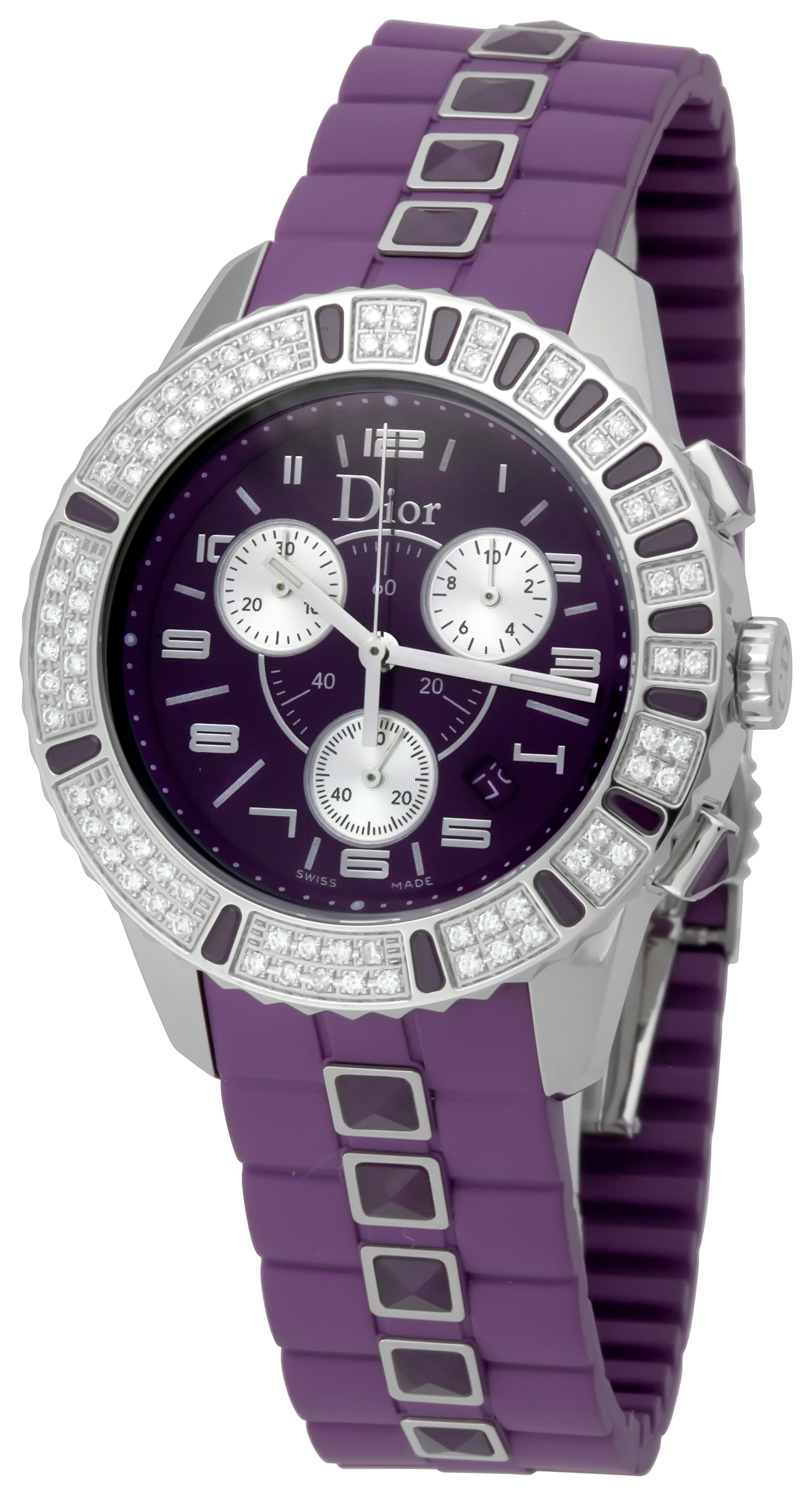 Pre-owned Dior Christal Chronograph Purple Dial Ladies Watch CD11431JR001 2525$