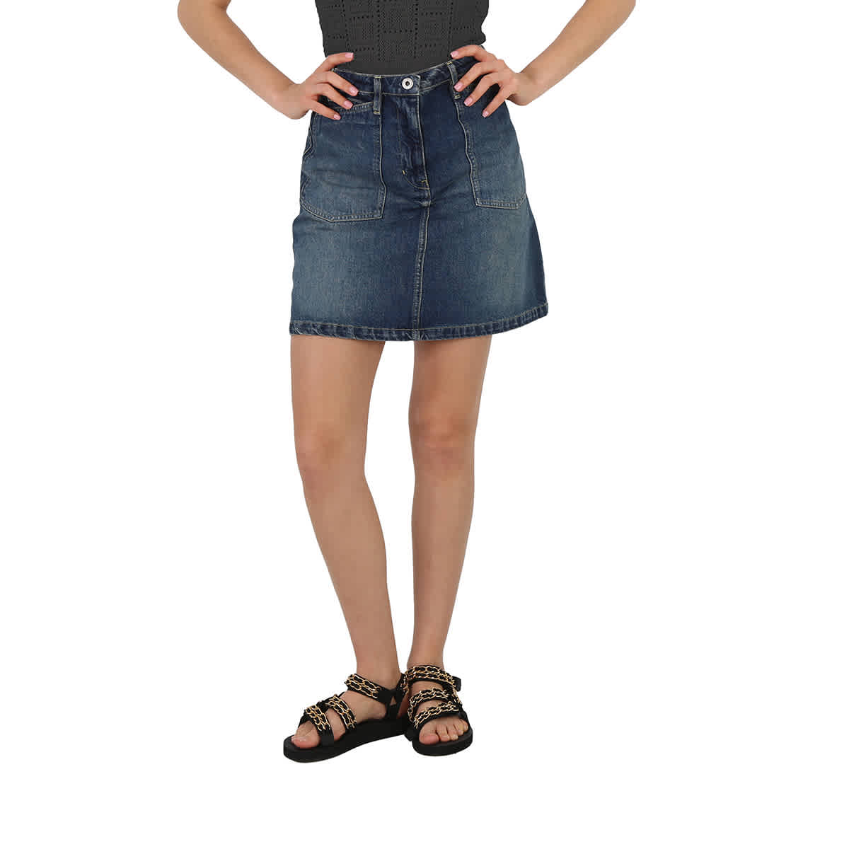 ★KENZO★ Stone bleach denim skirt black FD52DJ2696C2BB FD52 19702081_44254844_1000.jpg