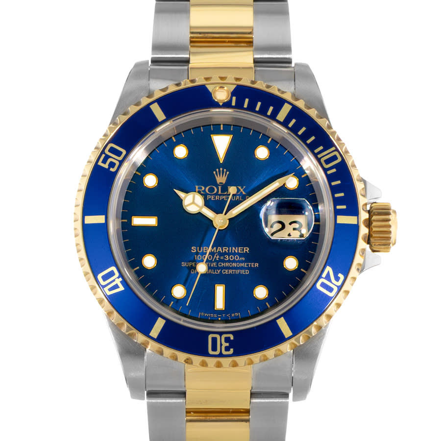 Preowned Rolex Submariner Automatic Chronometer Blue Dial Mens Watch 16613 BLSO