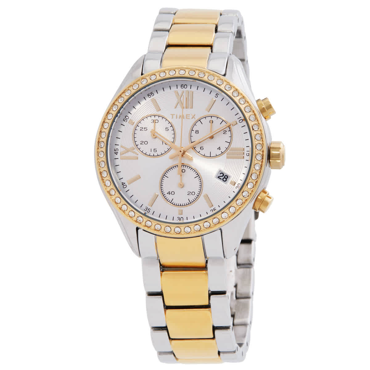 Timex Chronograph Quartz Crystal Silver Dial Ladies Watch 
