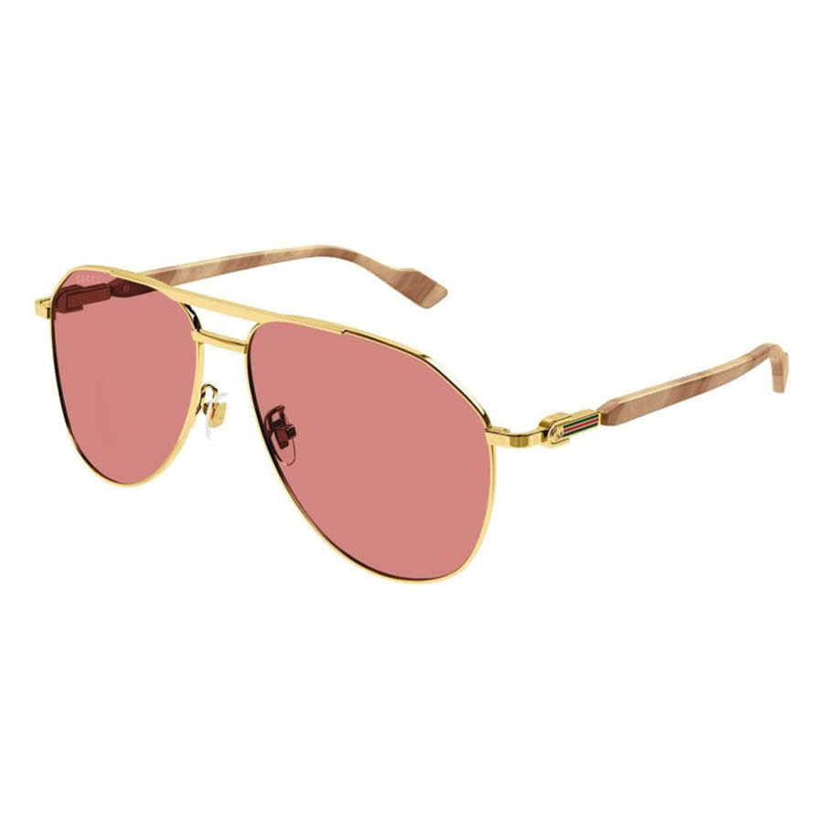 Gucci Mens Gold Tone Aviator Sunglasses GG1220S 003
