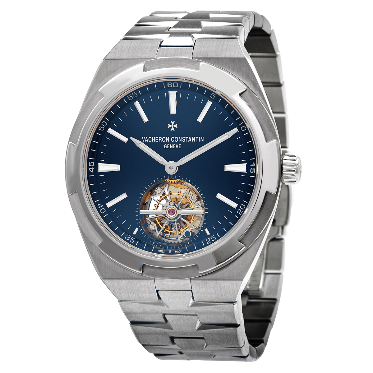 Pre-owned Vacheron Constantin Overseas Blue (Tourbillon) Dial Mens Watch 6000V/110A-B544