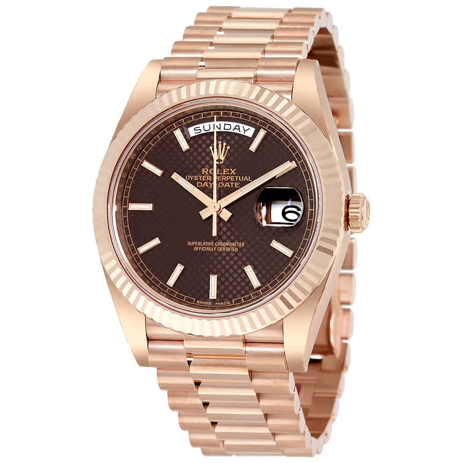 Rolex DayDate 40 Chocolate Dial 18K Everose Gold President Automatic Mens Watch 228235CHSP