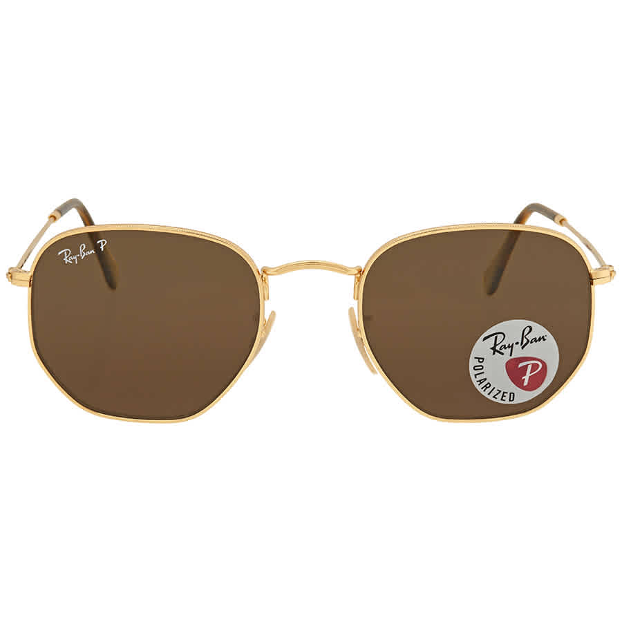 Ray-Ban Hexagonal Flat Lenses RB3548N Glass Polarized Sunglasses - Polished Arista Gold/Brown Classic B-15 - Medium