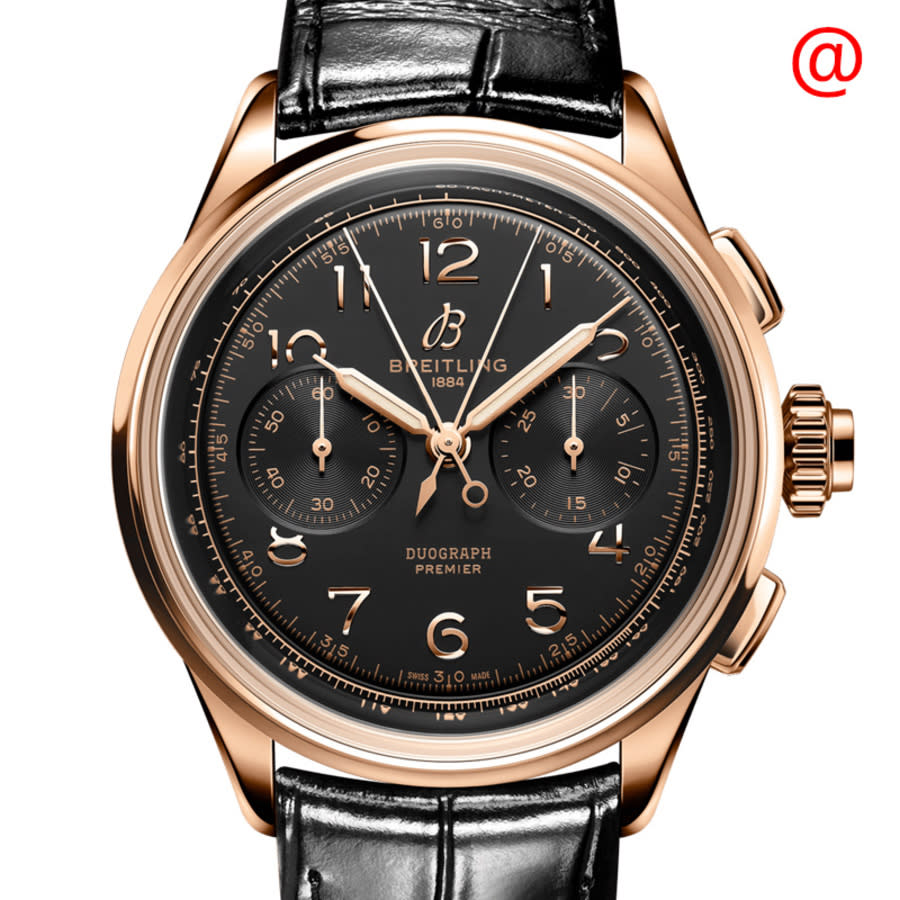 Breitling Premier B15 Duograph Chronograph Hand Wind Chronometer Black Dial Mens Watch RB1510251B1P1