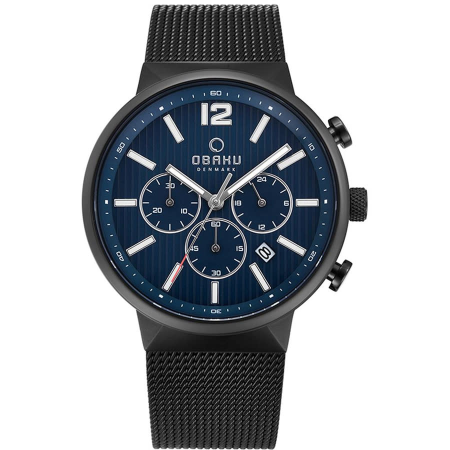 Obaku Classic Chronograph Quartz Blue Dial Mens Watch V180GCBLMB