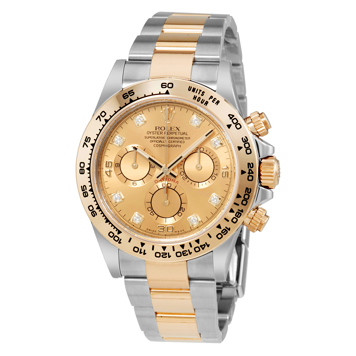 Preowned Preowned Rolex Cosmograph Daytona Champagne Diamond Dial Steel and 18K Yellow Gold Mens Watch Preowned Preowned Rolex Cosmograph Daytona Champagne Diamond Dial Steel and 18K Yellow Gold Mens Watch