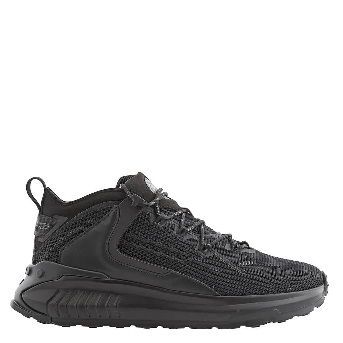 Leather and technical fabric sneakers top