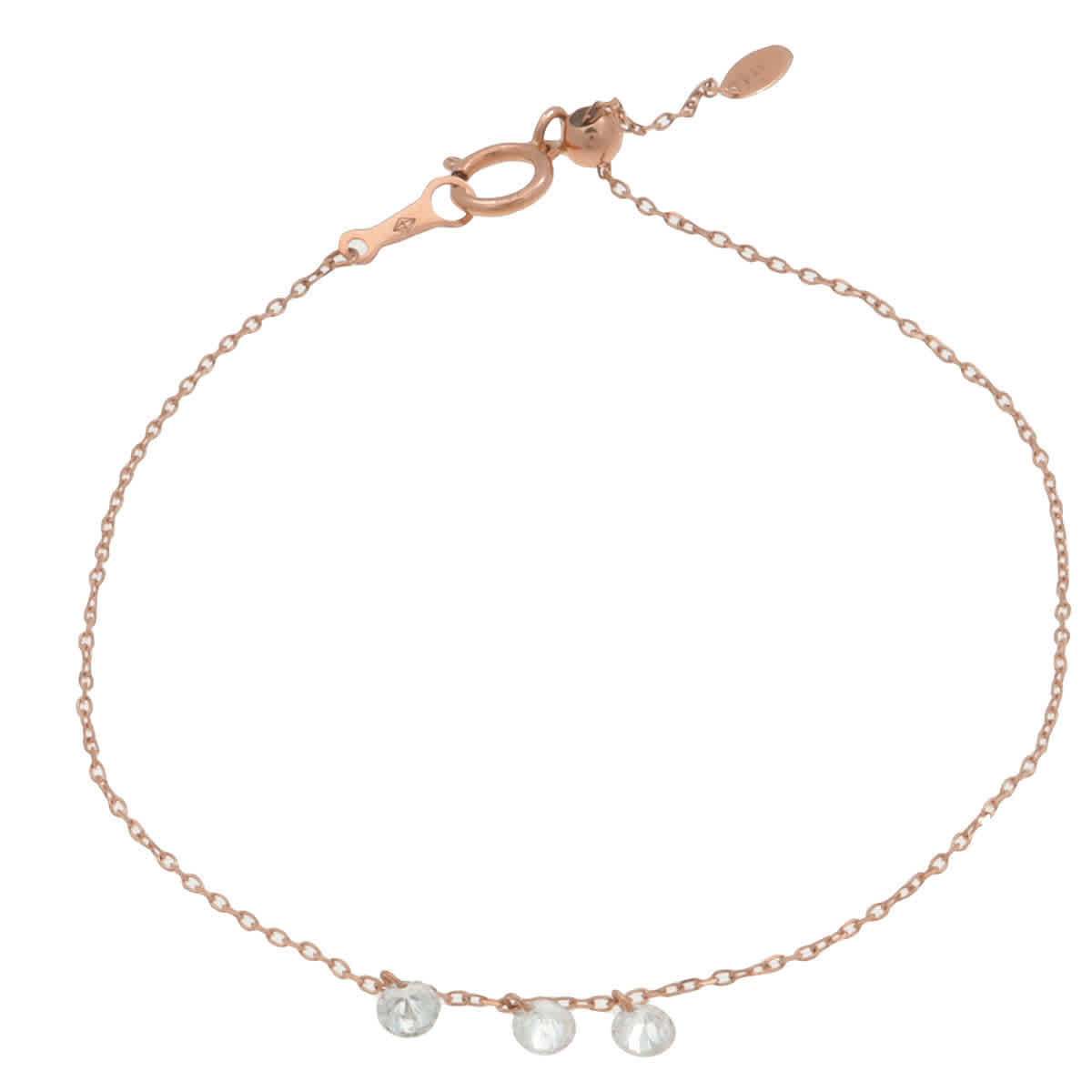 Persee Danae 18k Rose Gold Suspended 3 Diamond Bracelet