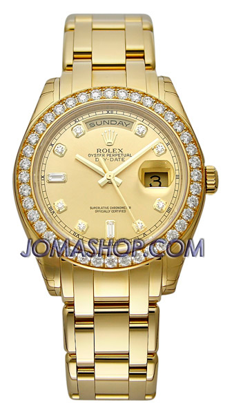 Rolex Day-Date Champagne Diamond Dial 18K Yellow Gold Automatic Mens Watch 18948CDPM 52810$