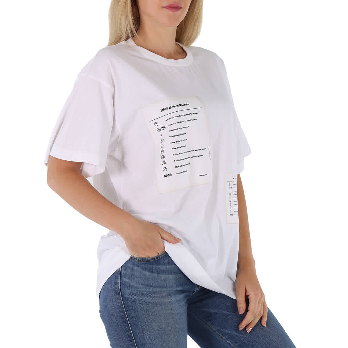 MM6 Ladies White Checklist Cotton T-Shirt | eBay