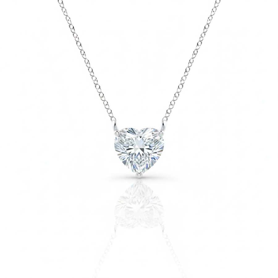 Maulijewels 100 Carat Heart Shape Lab Grown Diamond Pendant Necklace for Women in 14K Gold EF VS1 Clarity Minimal Heart Jewelry 1125$