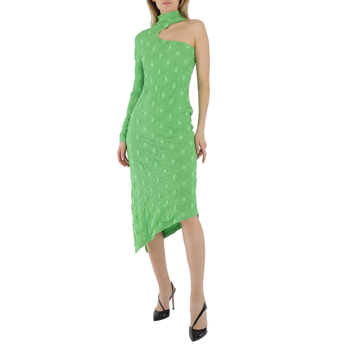 Ladies green midi dress discount