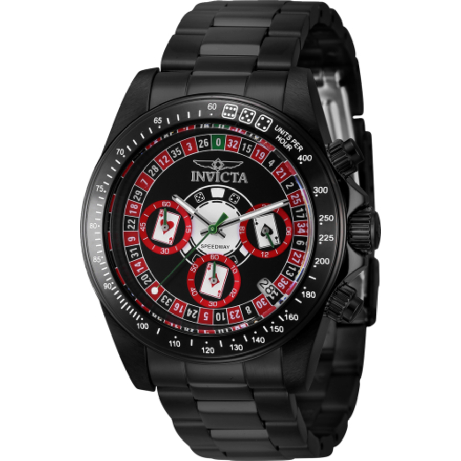 Invicta Speedway Roulette Casino Chronograph GMT Quartz Black Dial Mens Watch 44646 88$