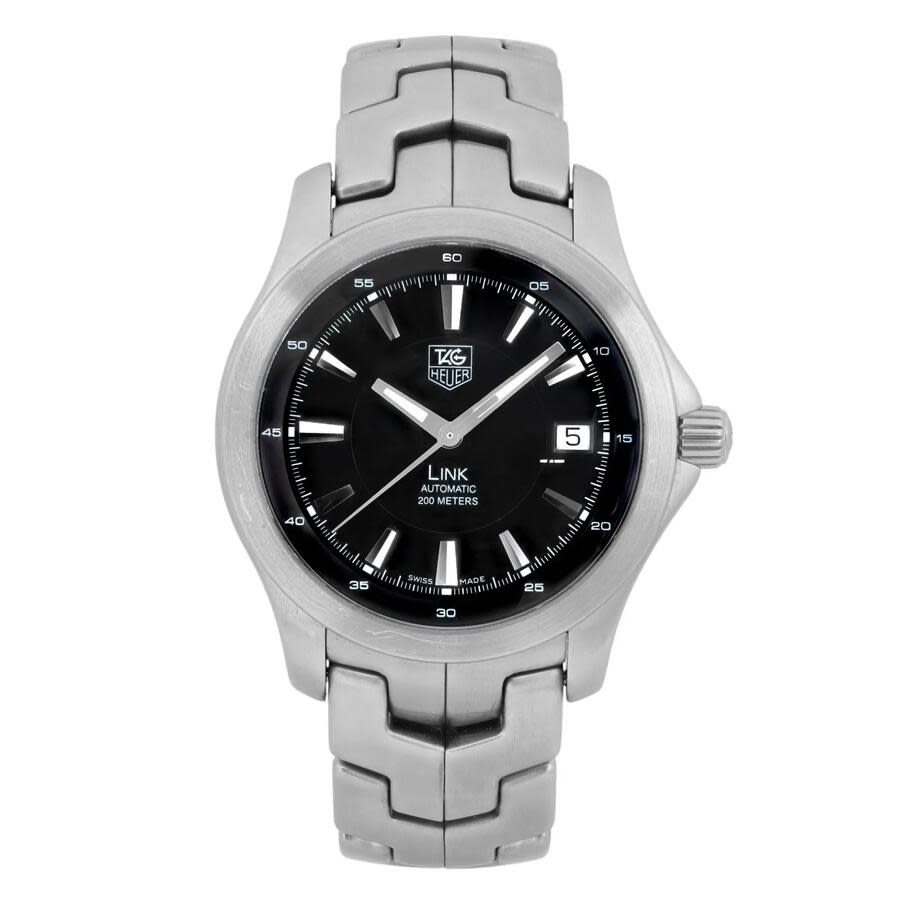 Pre-owned Tag Heuer Link GMT Automatic Black Dial Mens Watch WJF2110BA0570 1500$