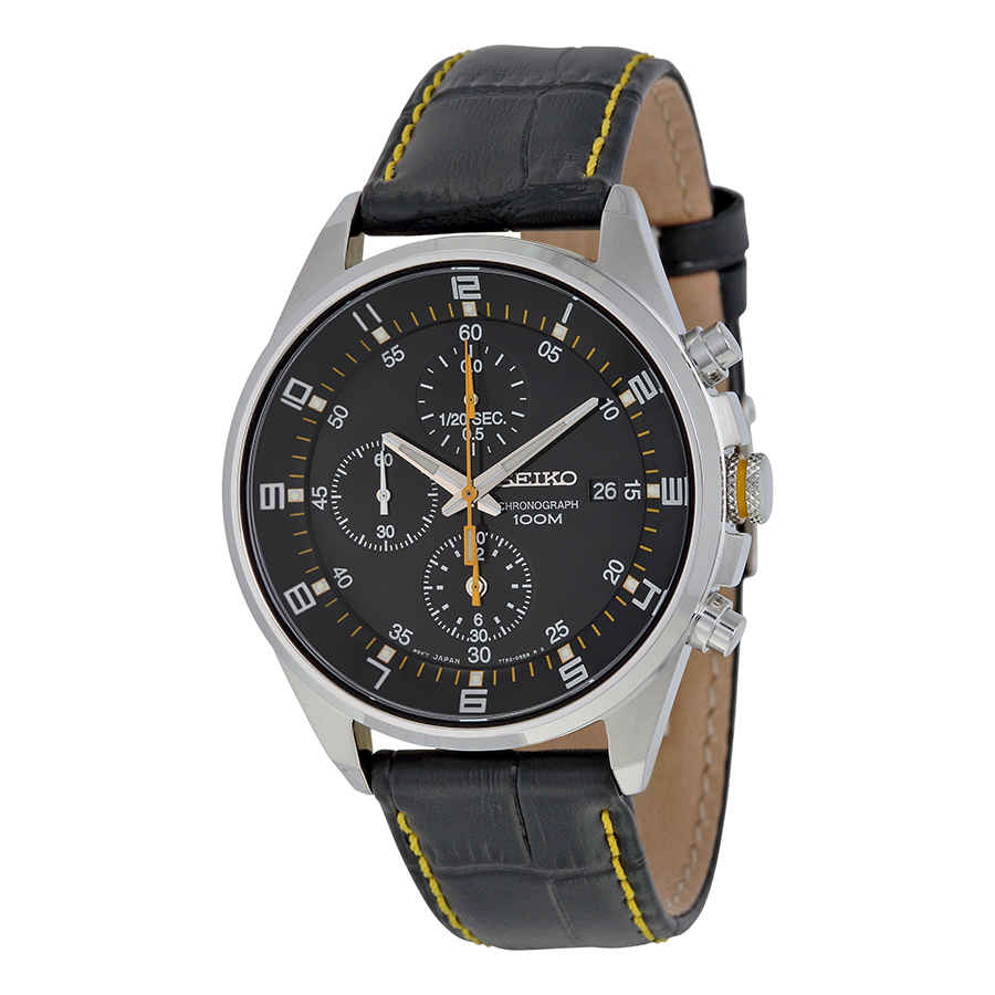 seiko chronograph black dial men's watch