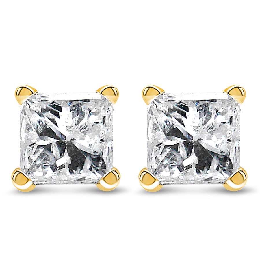 Haus of Brilliance IGI Certified 14K Yellow Gold 100 Cttw Princess-Cut Square Diamond 4-Prong Solitaire Stud Earrings 2350$
