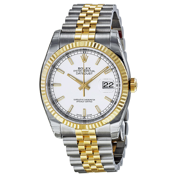 Preowned Rolex Oyster Perpetual White Dial Mens Watch 116233WSJ
