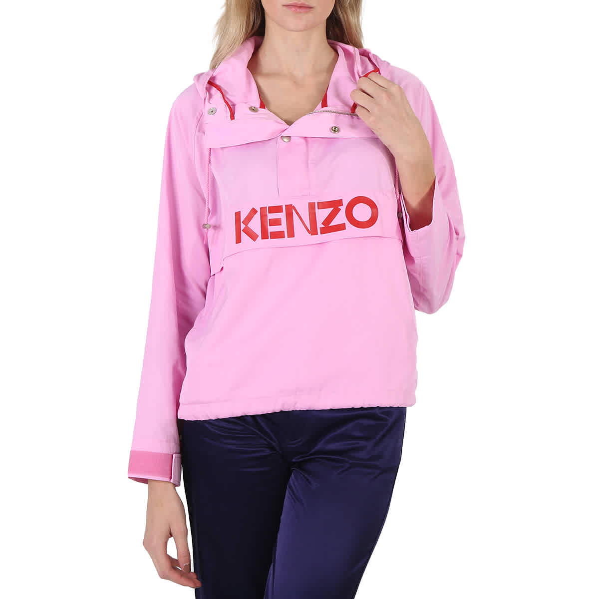 Kenzo Ladies Rose Logo Print Hooded Jacket