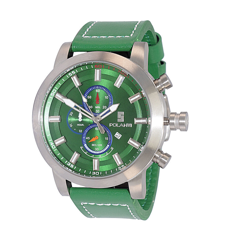 Polanti Rogue Chronograph Tachymeter Green Dial Mens Watch RG0001G-SS