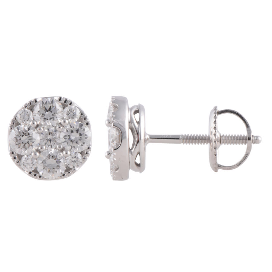 Diamond Muse 100 cttw 14KT White Gold Round Cut Diamond Cluster Stud Earrings for Women 690$