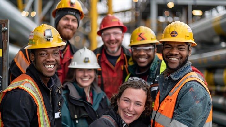 happy construction workers