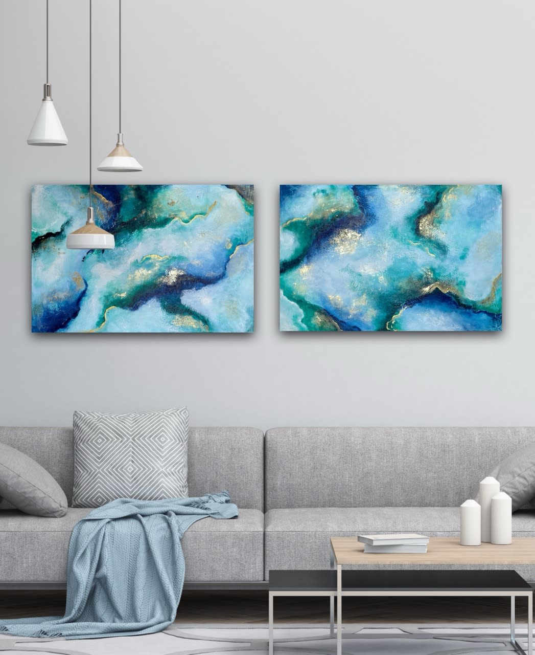 Chrysocolla Diptych