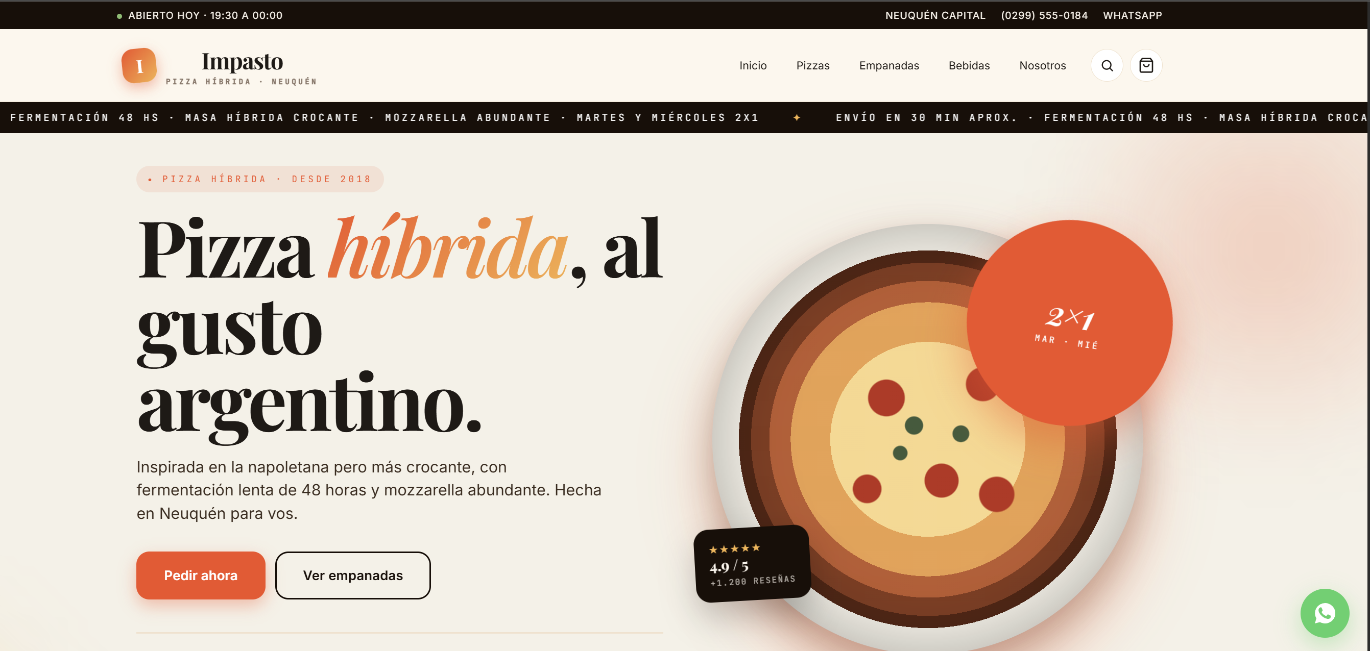 Captura del proyecto Impasto Pizzería