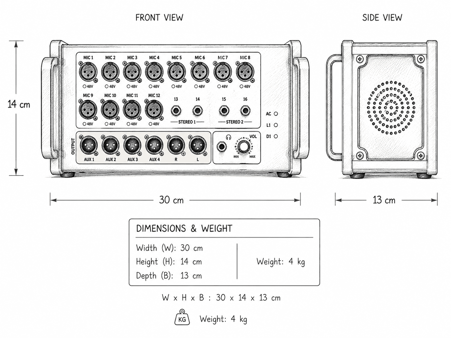 Agera Acoustics DX-16M 16-Channel Digital Stage Box Mixer image 1