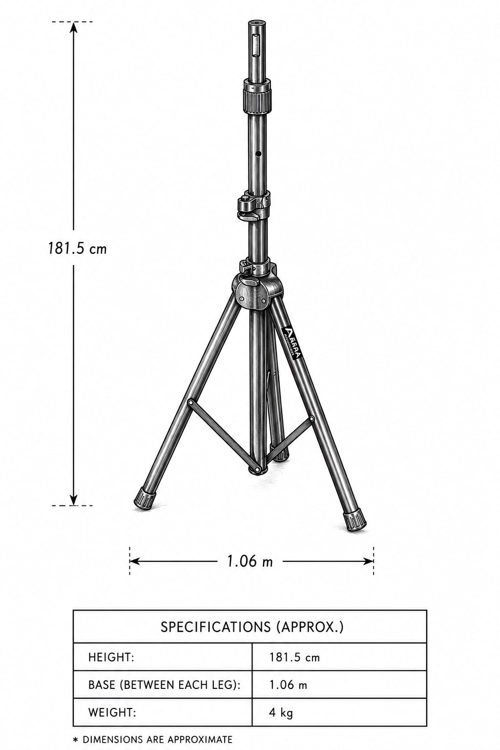 Agera Acoustics Pro Grade Tripod Speaker Stand ST-600 image 3