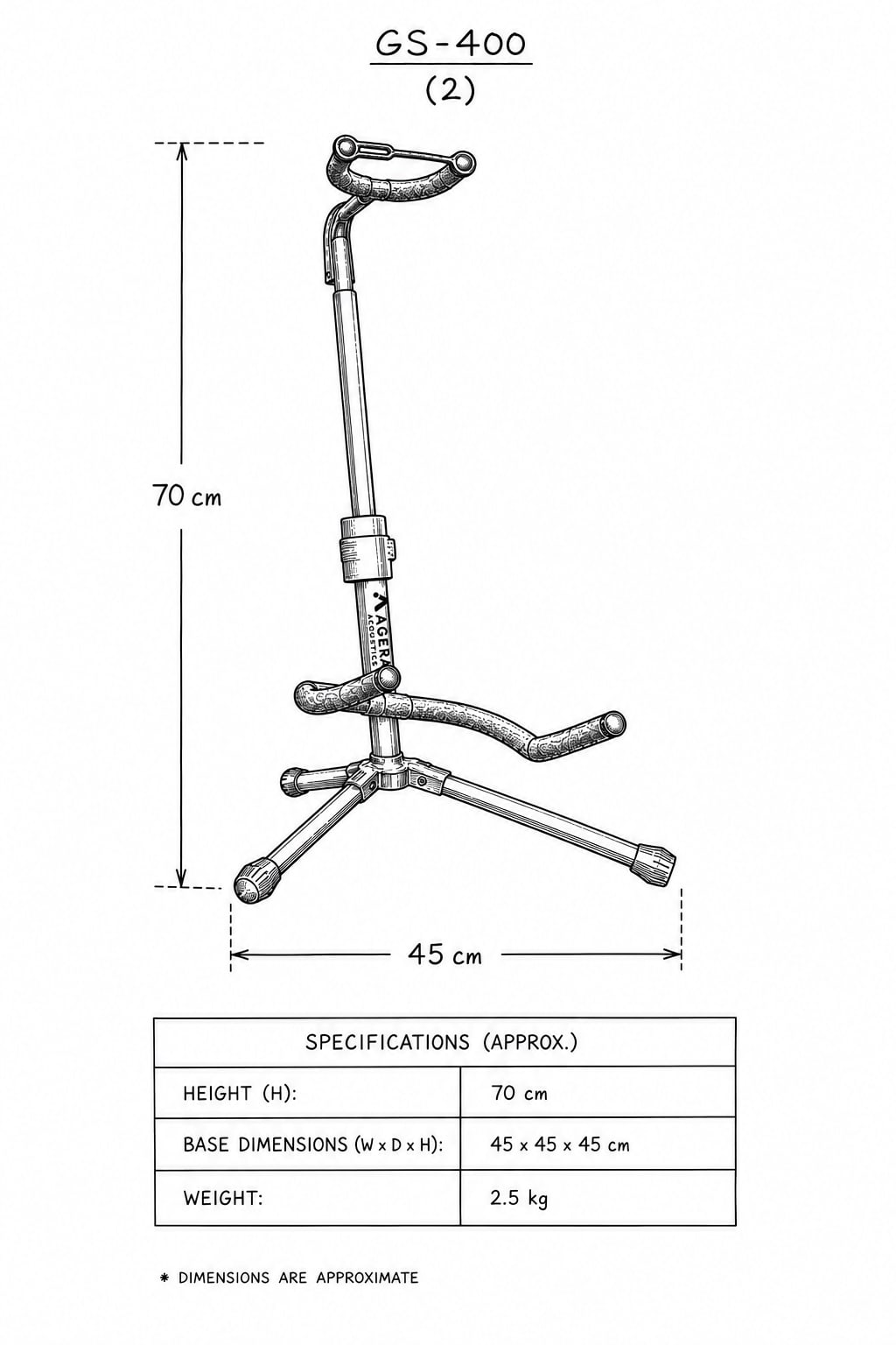 Agera Acoustics Tripod Guitar Stand GS-400 image 2