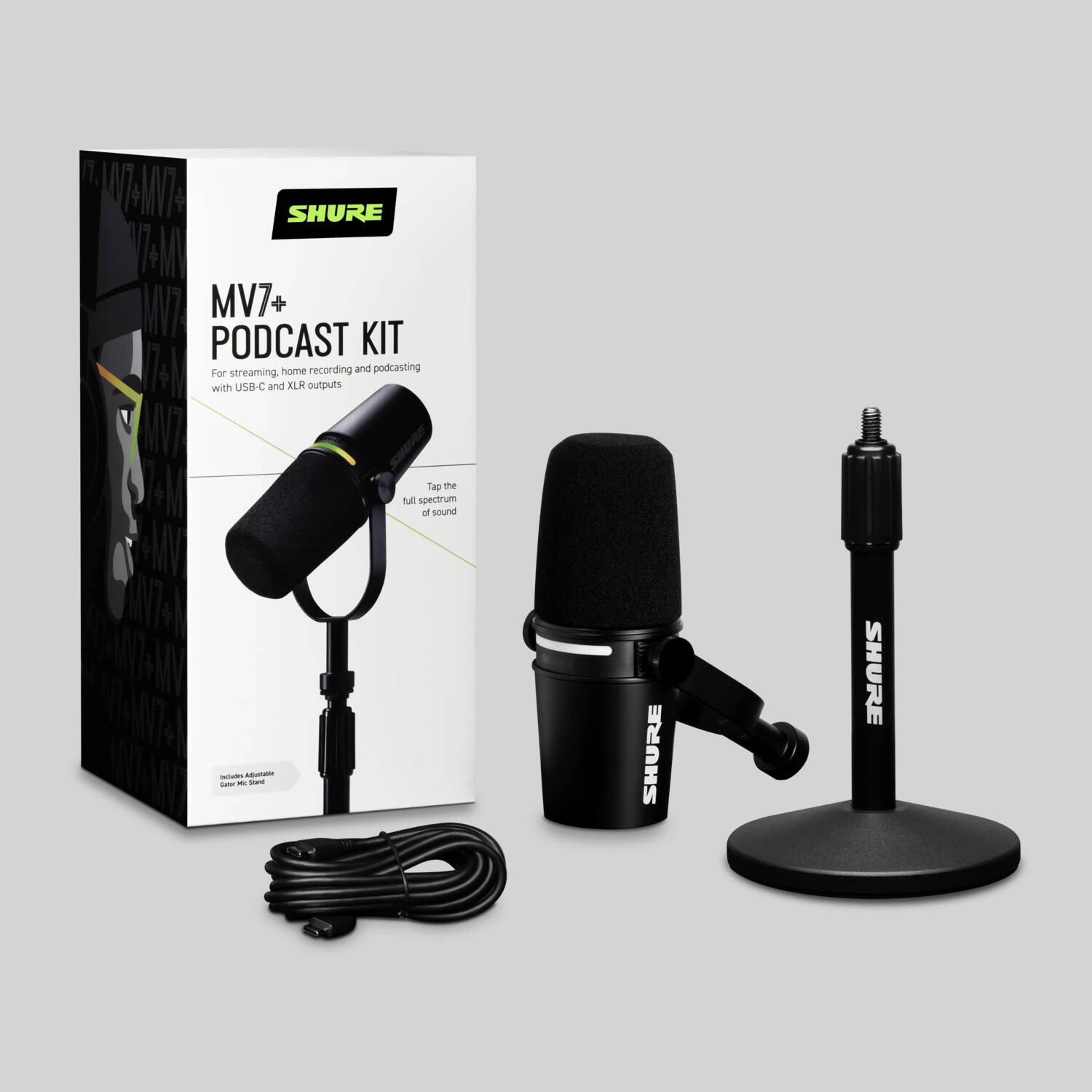 Shure MV7+ Podcast Kit with Desktop Stand image 1