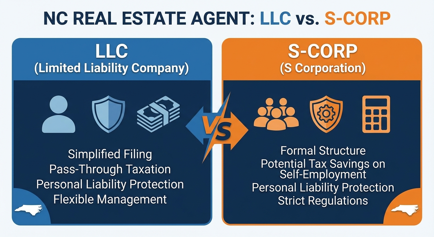 Charlotte real estate agent comparing S Corp and LLC financial options