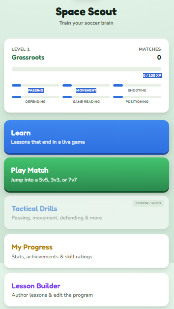 Soccer IQ Lab platform screenshot 1